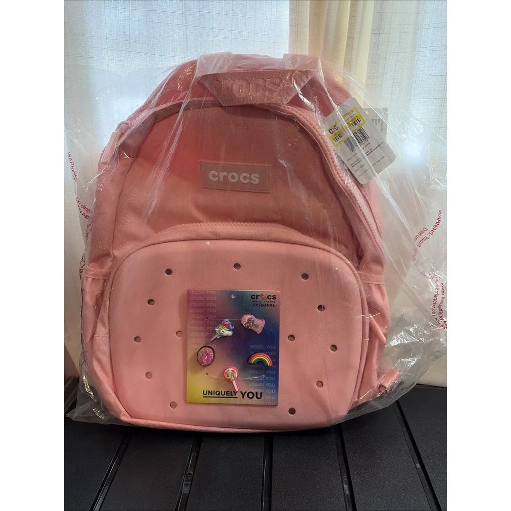 NWT Crocs Powder Pink Backpack Classic Nylon- Ready to Personalize School Bag